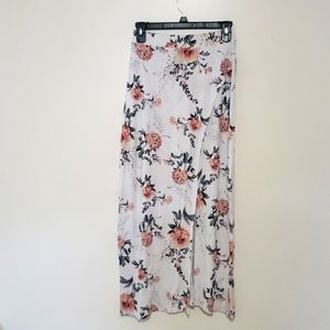 Charlotte Russe white floral maxi skirt size S